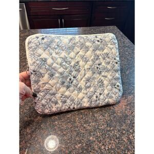 NWOT 13" Laptop Sleeve Quilted White with Blue Floral Print